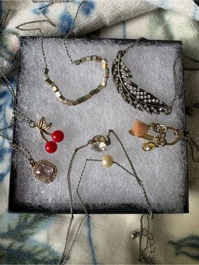 Assorted (7) Women’s Silver-Tone Jewelry Set with Red Cherry Accent